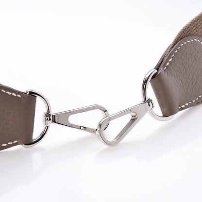 Hermes Toile Taurillon Clemence Shoulder Strap Etoupe 4 of 5