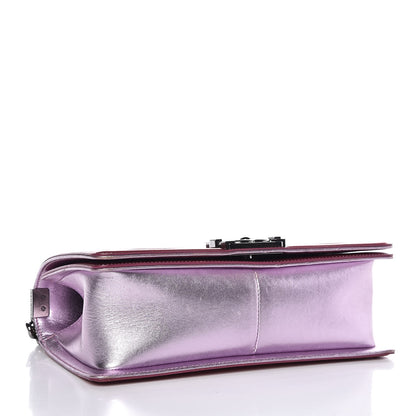 Chanel Metallic Patent Calfskin Quilted Medium Boy Flap Light Pink 4 of 8