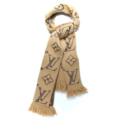 Louis Vuitton Wool Silk Monogram Giant Jungle Logomania Shine Scarf Beige 1 of 4