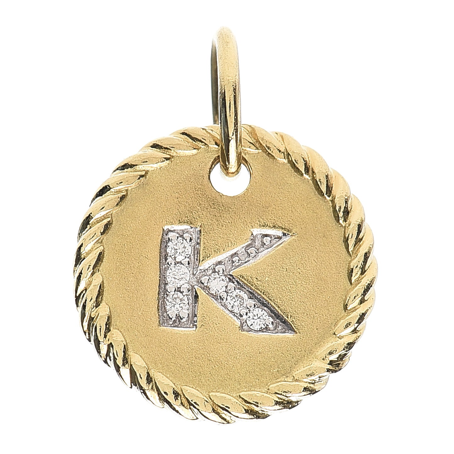 18K Yellow Gold Diamond Initial K Charm Pendant