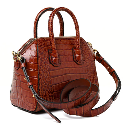 Givenchy Calfskin Crocodile Embossed Mini Antigona Cognac 3 of 10