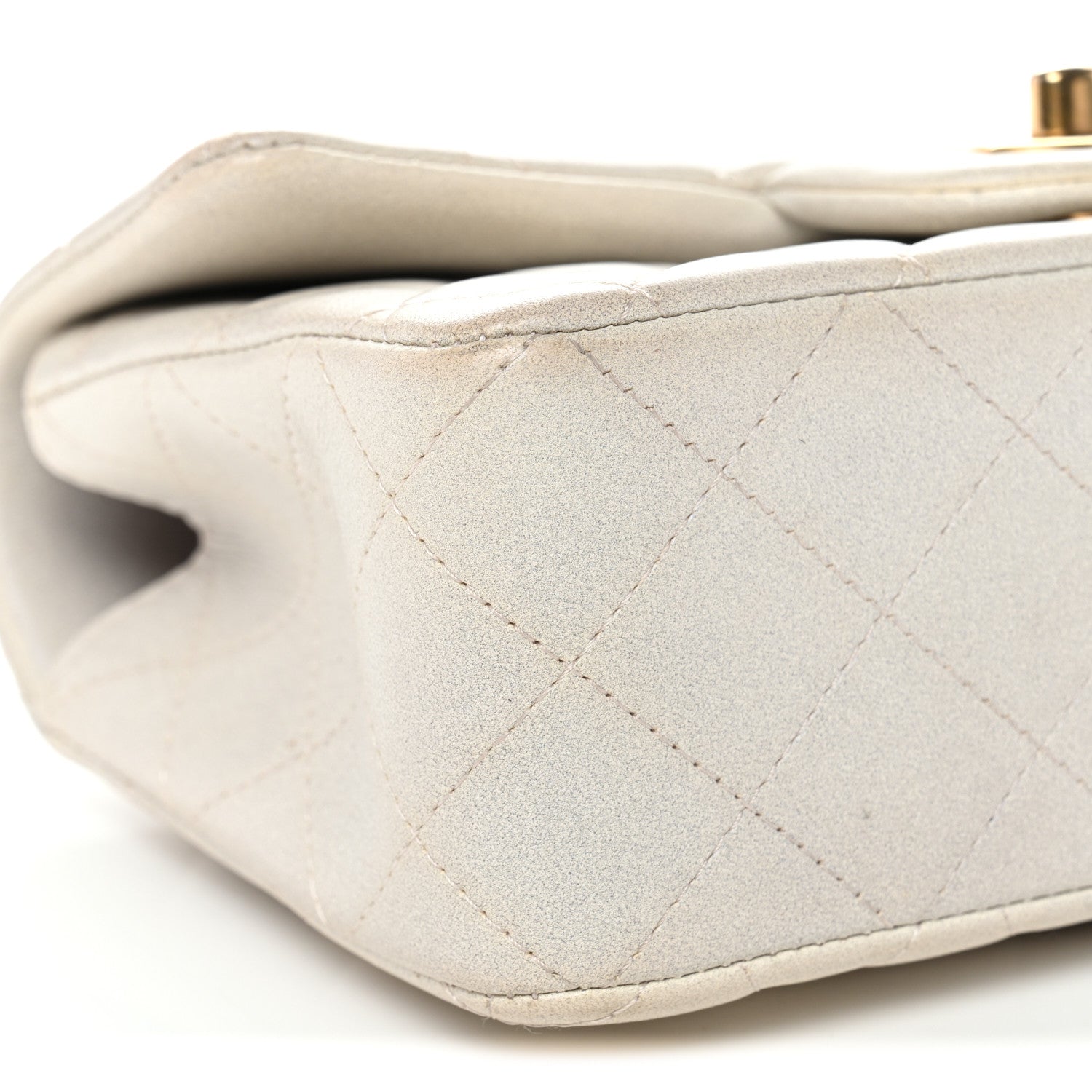 Chanel Iridescent Lambskin Quilted Mini Top Handle Rectangular Flap White 9 of 15