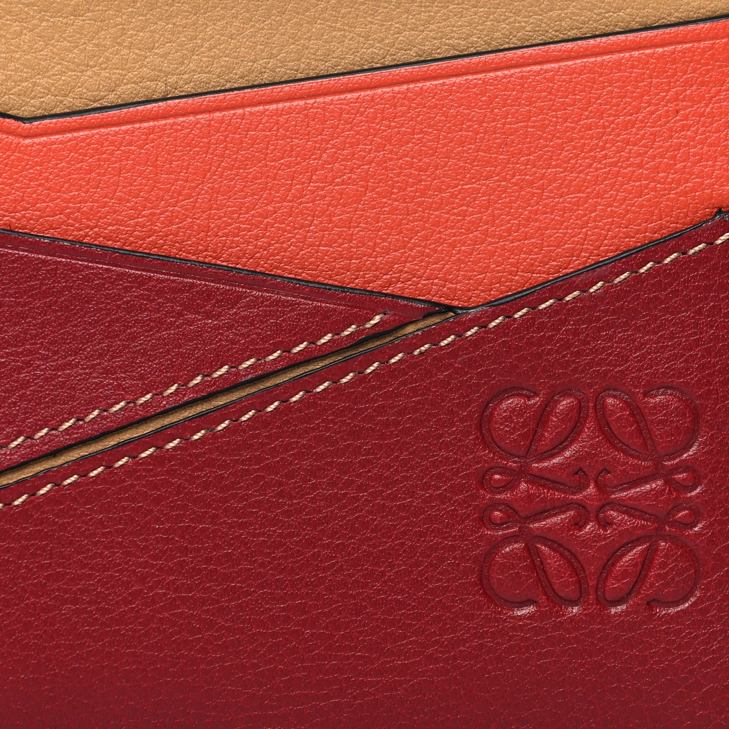 Calfskin Puzzle Colorblock Card Holder Multicolor