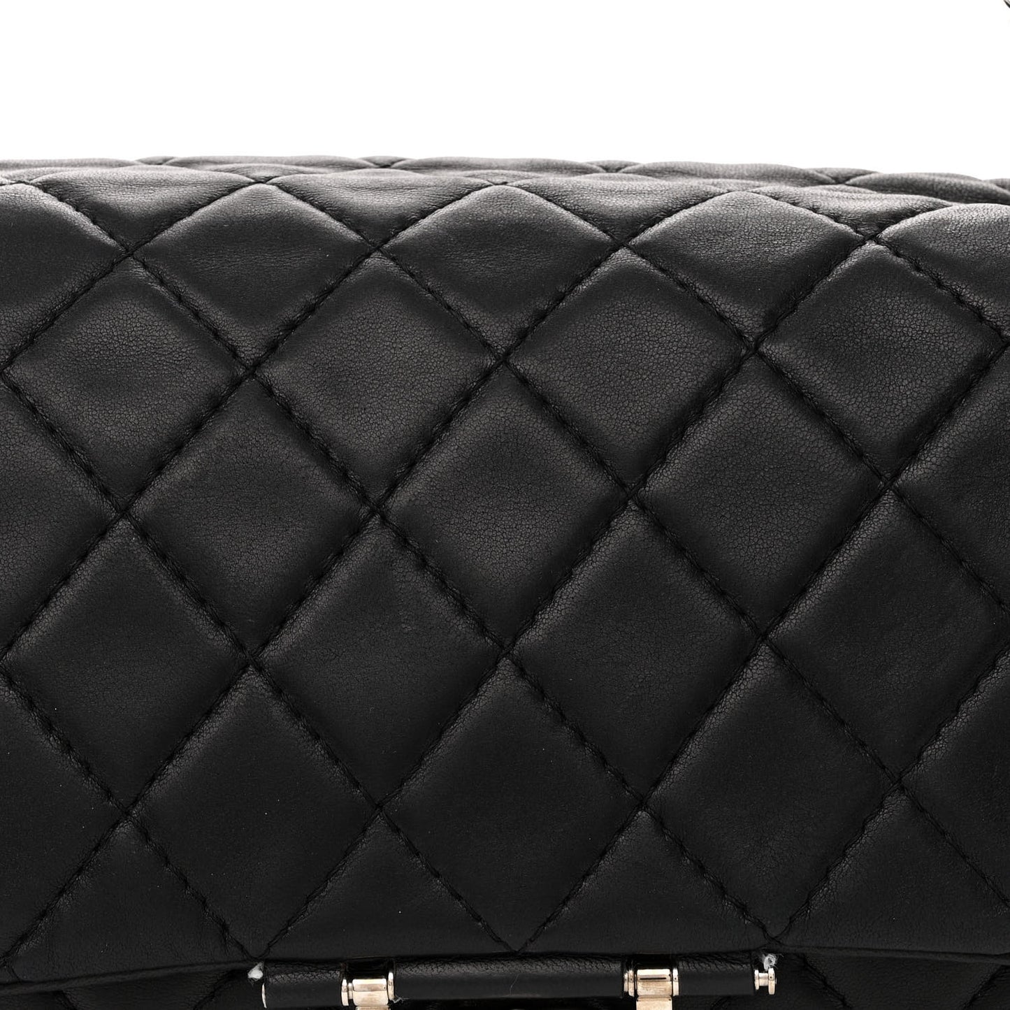 Lambskin Quilted Jumbo Icons Secret Label Flap Black