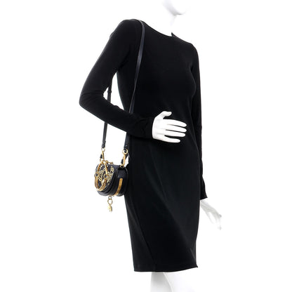 Chloe Suede Calfskin Constellation Studded Small Nile Bracelet Minaudiere Bag Full Blue 2 of 11