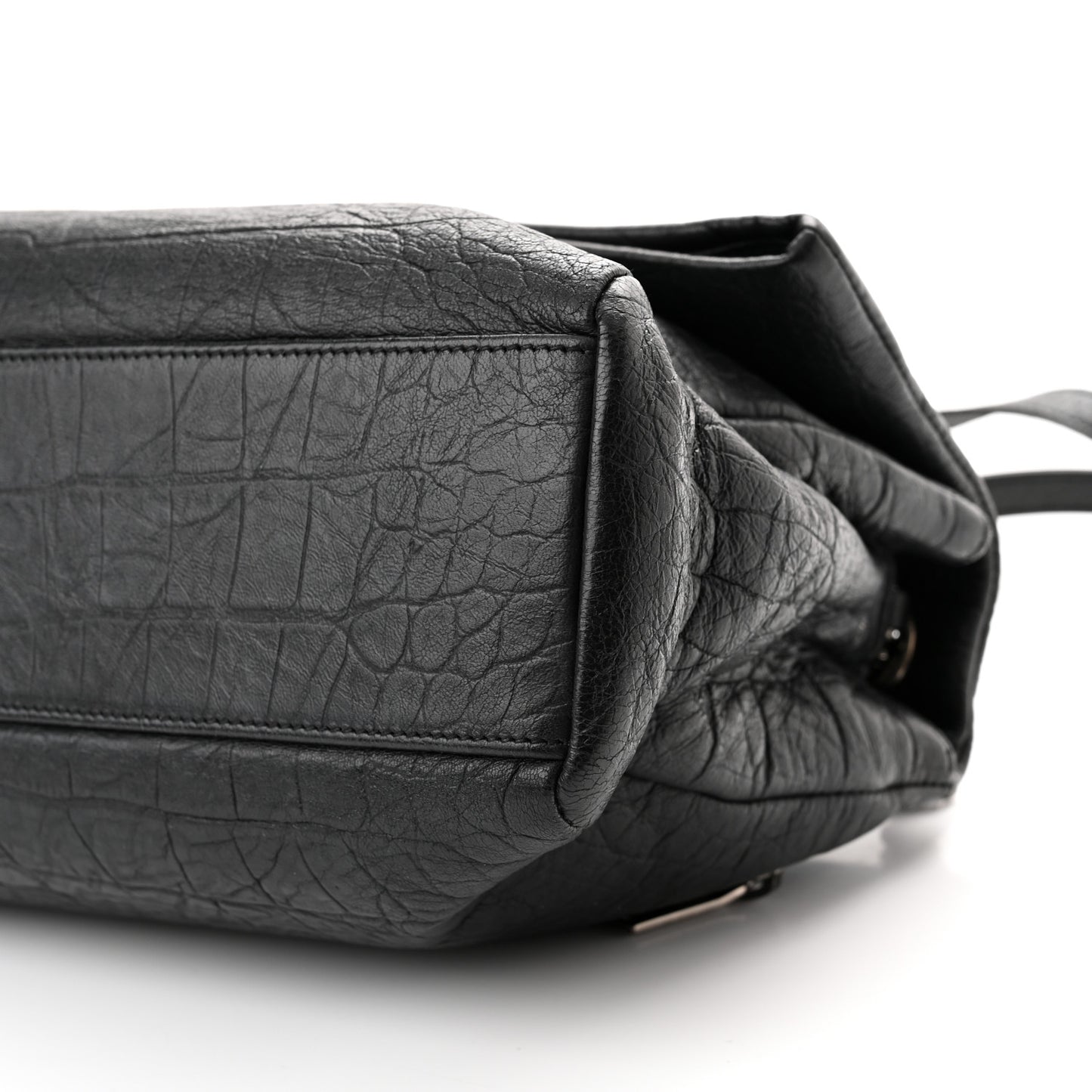 Calfskin Crocodile Embossed Medium West Hollywood Monogram Fold-Over Grey