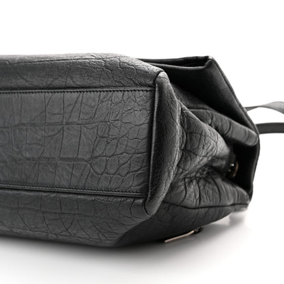 Saint Laurent Calfskin Crocodile Embossed Medium West Hollywood Monogram Fold-Over Grey 7 of 7