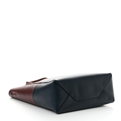 Celine Grained Calfskin Small Vertical Bi-Cabas Navy Burgundy 4 of 10
