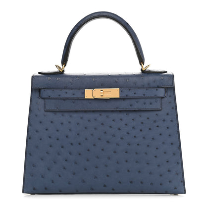 Hermes Ostrich Kelly Sellier 28 Bleu Roi 1 of 15