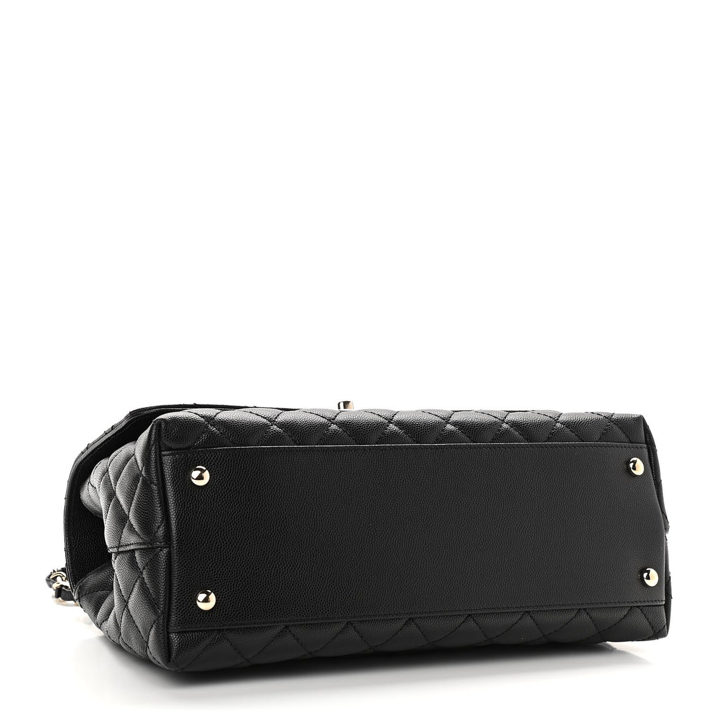 Caviar Quilted Small Coco Handle Flap Black