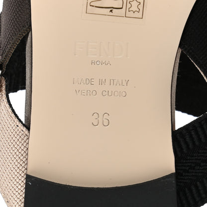 Fendi Satin Technical Mesh Crystal Embellished Colibri Slingback Ballerina Flats 36 Beige Black 6 of 8