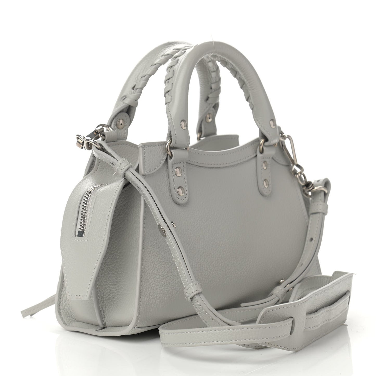 Grained Calfskin Neo Classic Silver Hardware Mini City Light Grey