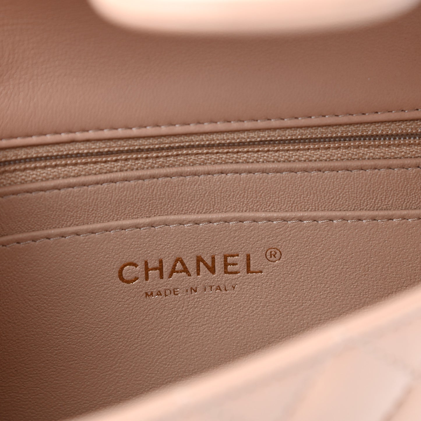 Lambskin Quilted Mini Rectangular Flap Beige