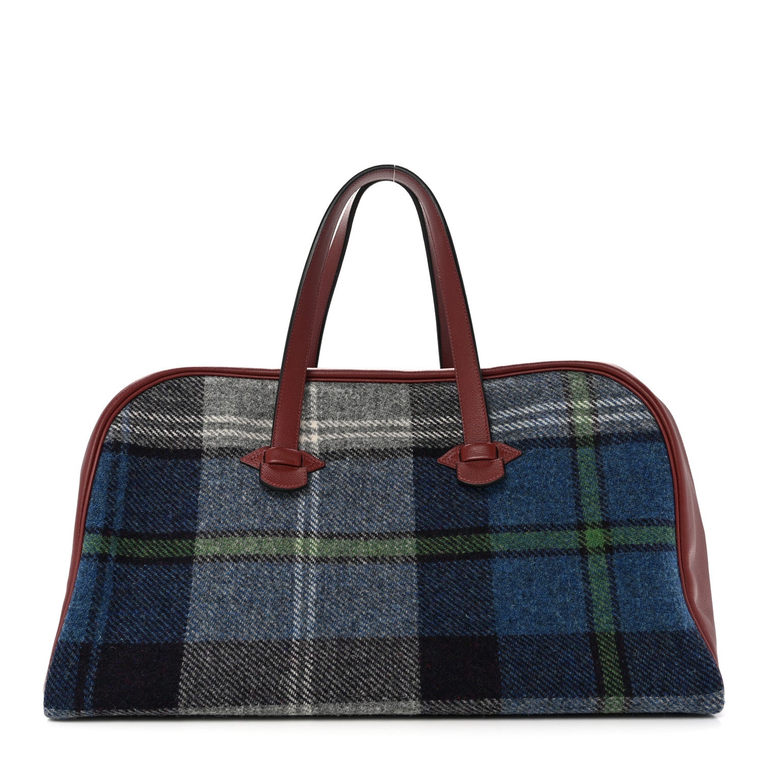 Hermes Evercolor Wool Tweed Tartan Galop d'Hermes Fourre Tout 50 Rouge H Bleu De Malte 1 of 12