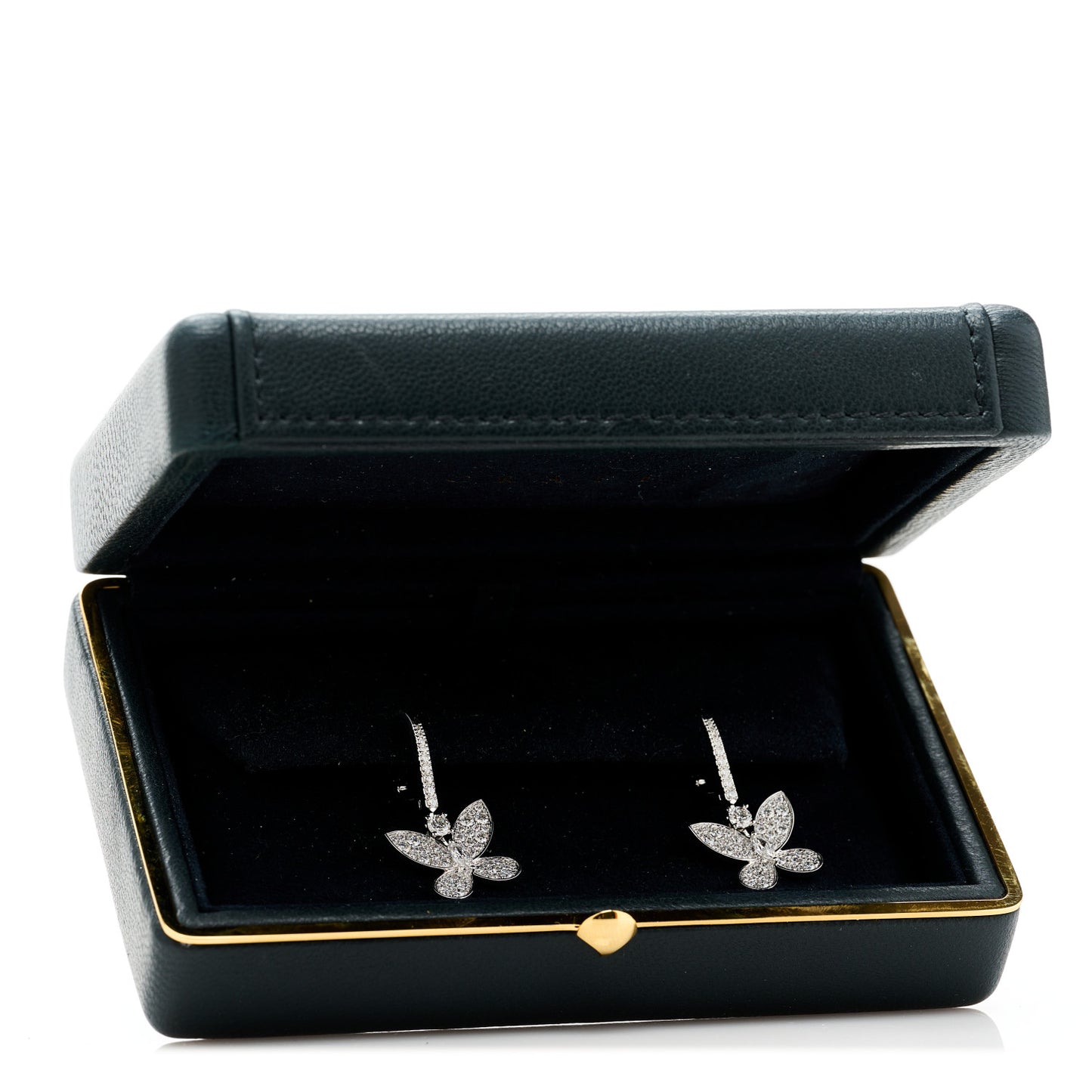 18K White Gold Diamond Pave Mini Butterfly Drop Earrings