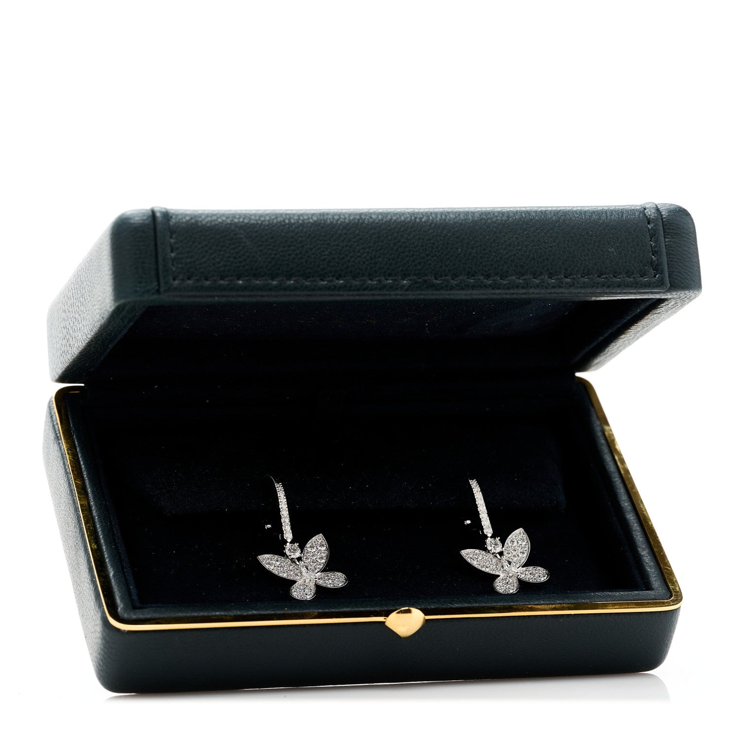 Graff 18K White Gold Diamond Pave Mini Butterfly Drop Earrings 5 of 5