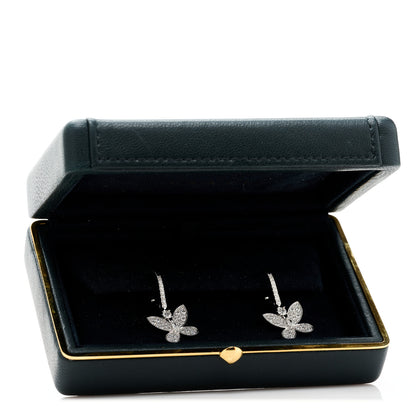 Graff 18K White Gold Diamond Pave Mini Butterfly Drop Earrings 5 of 5