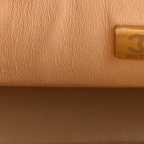 Caviar Quilted Small Double Flap Beige
