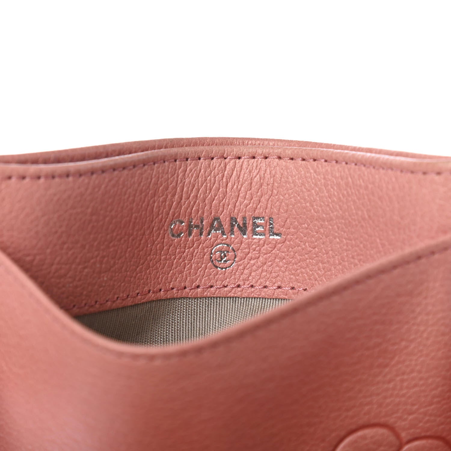 Chanel Goatskin Camellia Embossed Card Holder Pink 6 of 12
