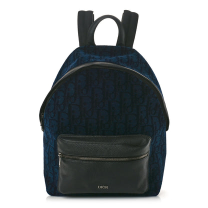 Christian Dior Oblique Velvet Calfskin Backpack Navy 1 of 11