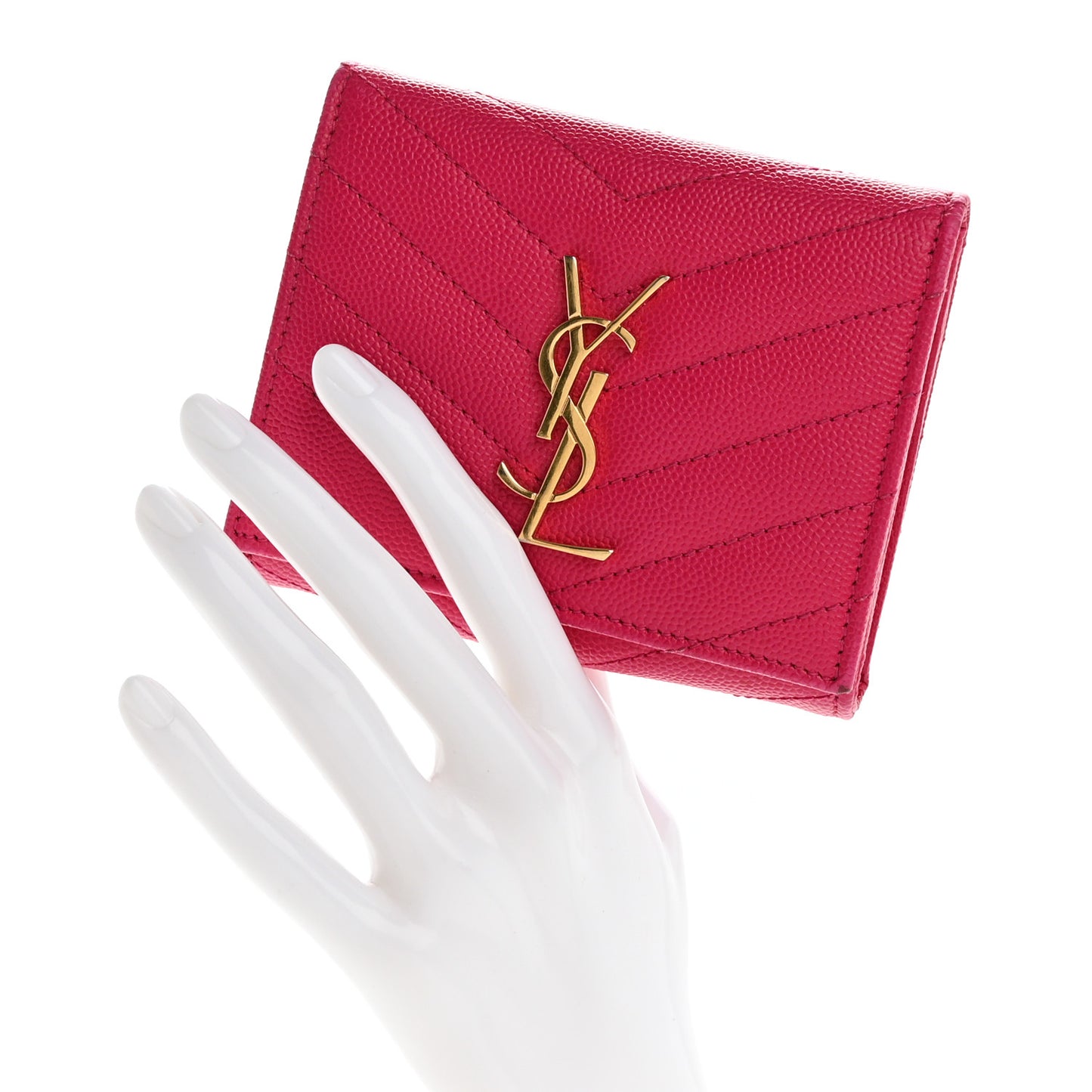 Grain De Poudre Matelasse Chevron Monogram Compact Wallet Bubblegum