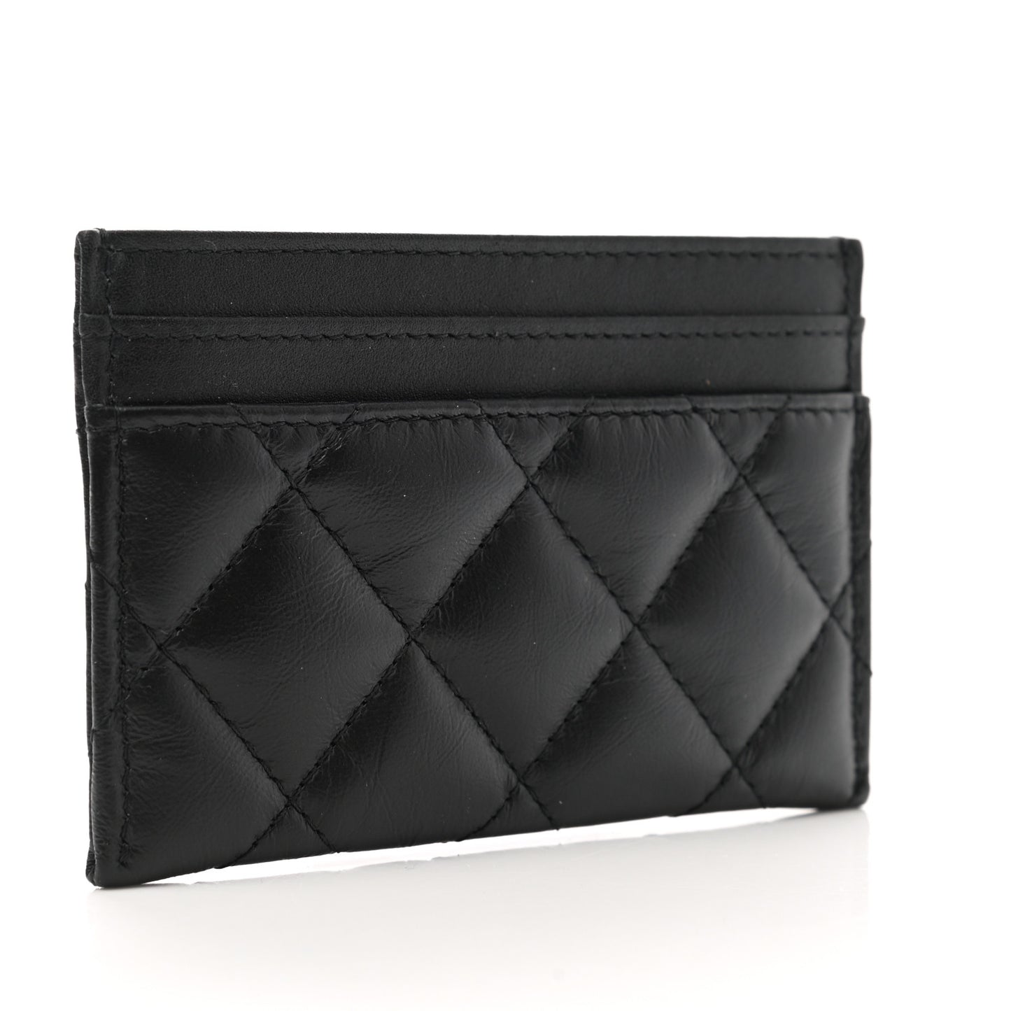 Aged Calfskin Quilted Lucky Charms Reissue Card Holder Black