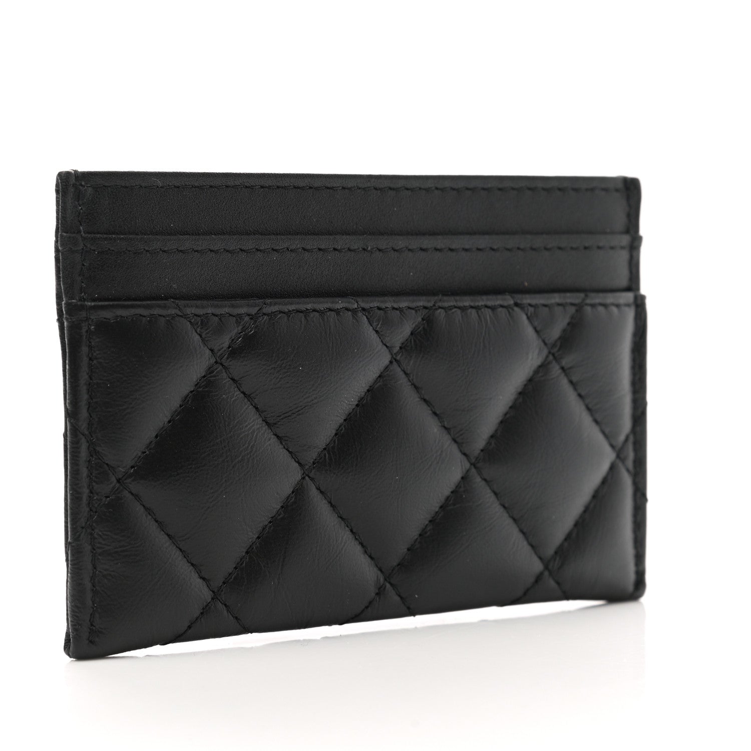 Chanel Aged Calfskin Quilted Lucky Charms Reissue Card Holder Black 3 of 9