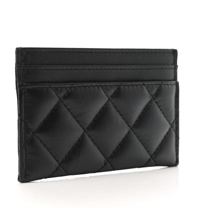 Chanel Aged Calfskin Quilted Lucky Charms Reissue Card Holder Black 3 of 9