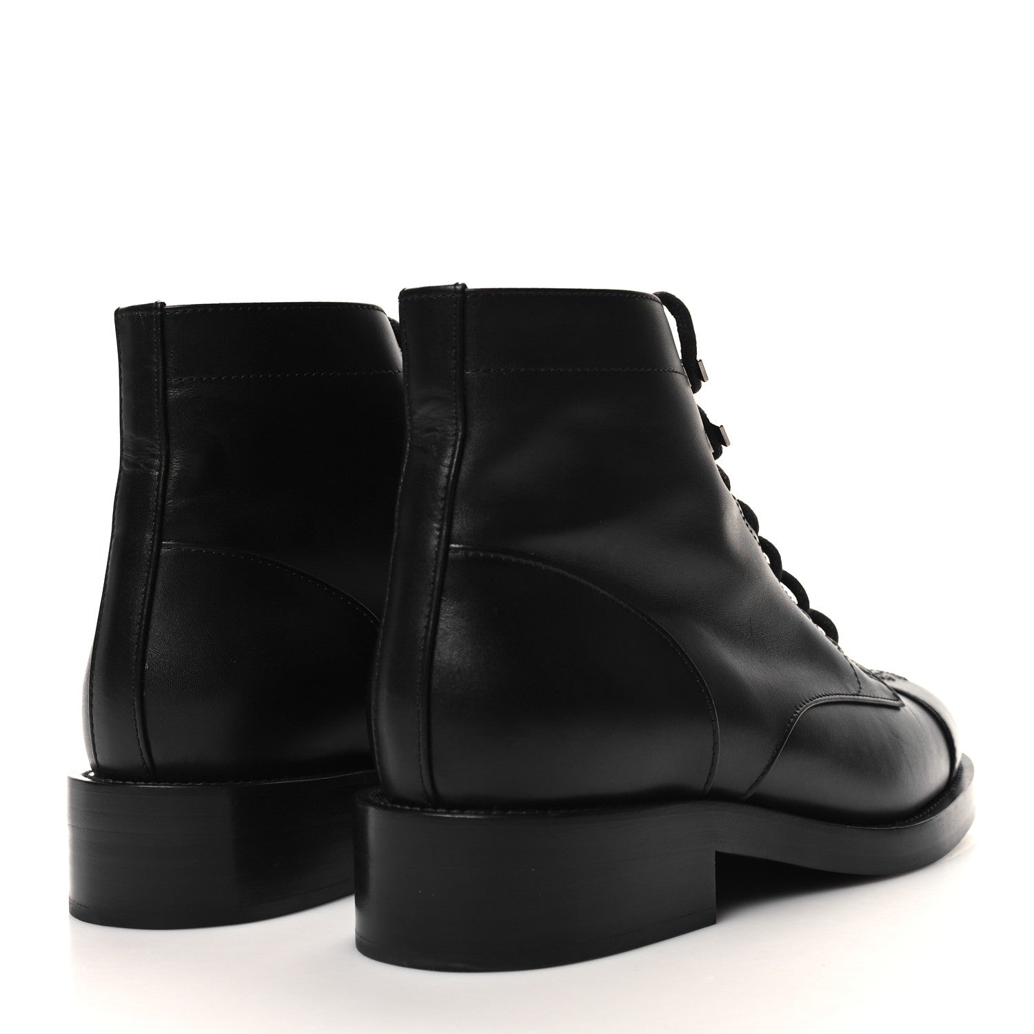 Chanel Calfskin Lace Up CC Combat Boots 40.5 Black 4 of 10