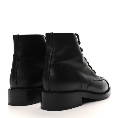 Chanel Calfskin Lace Up CC Combat Boots 40.5 Black 4 of 10
