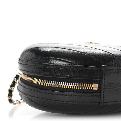 Chanel Calfskin Chevron Stitched Evening Bag Black 9 of 10