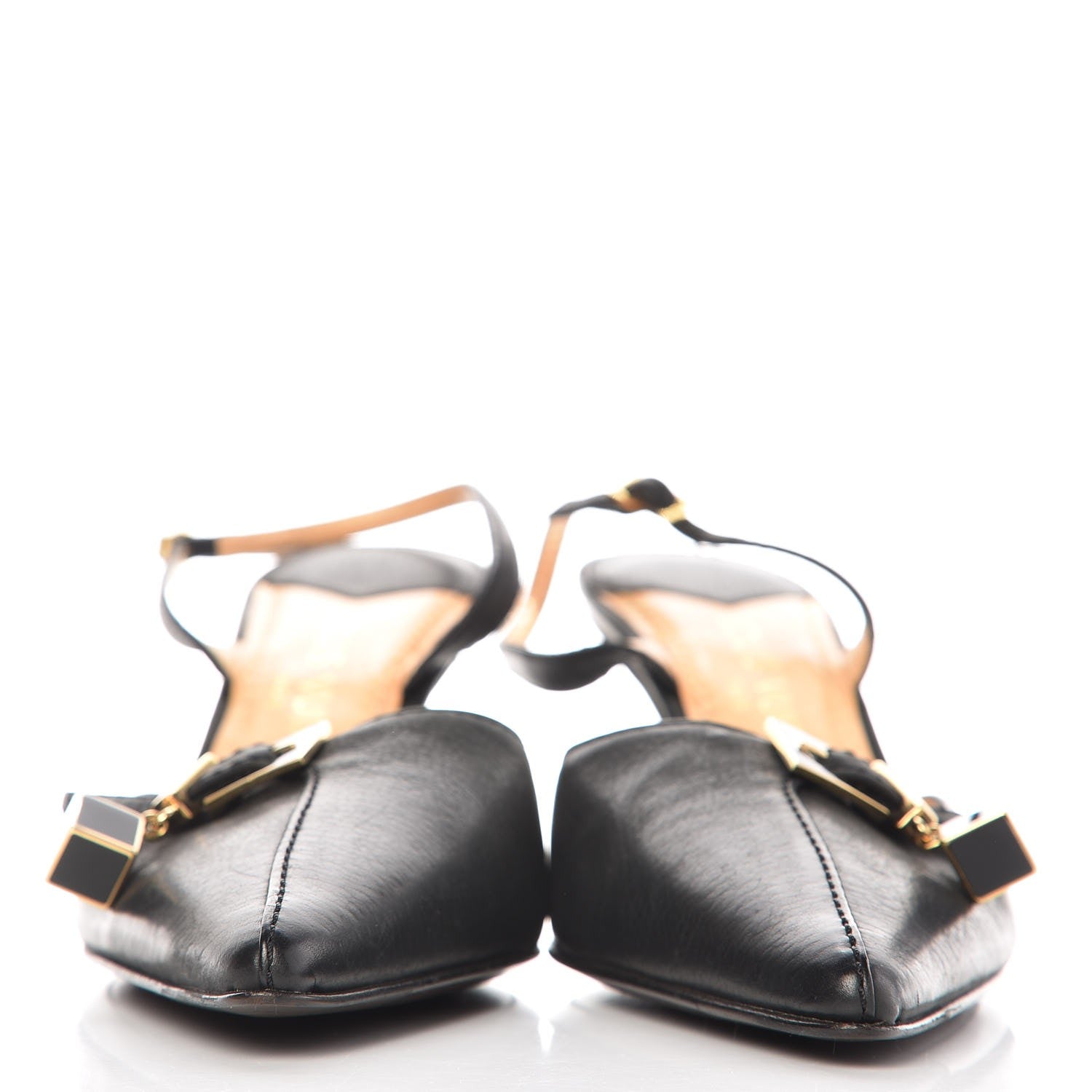 Louis Vuitton Calfskin Slingback Dice Pumps 38 Black 3 of 11
