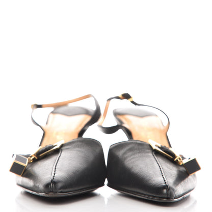 Louis Vuitton Calfskin Slingback Dice Pumps 38 Black 3 of 11