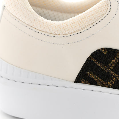 Fendi Fabric Jacquard Vitello Technical Fabric FF Womens Fendi Force Low Top Sneakers 38 Tobacco Black Ultrawhite White 9 of 12