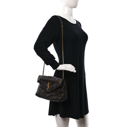 Saint Laurent Lambskin Quilted Small Loulou Puffer Monogram Chain Satchel Dark Ganache 2 of 8