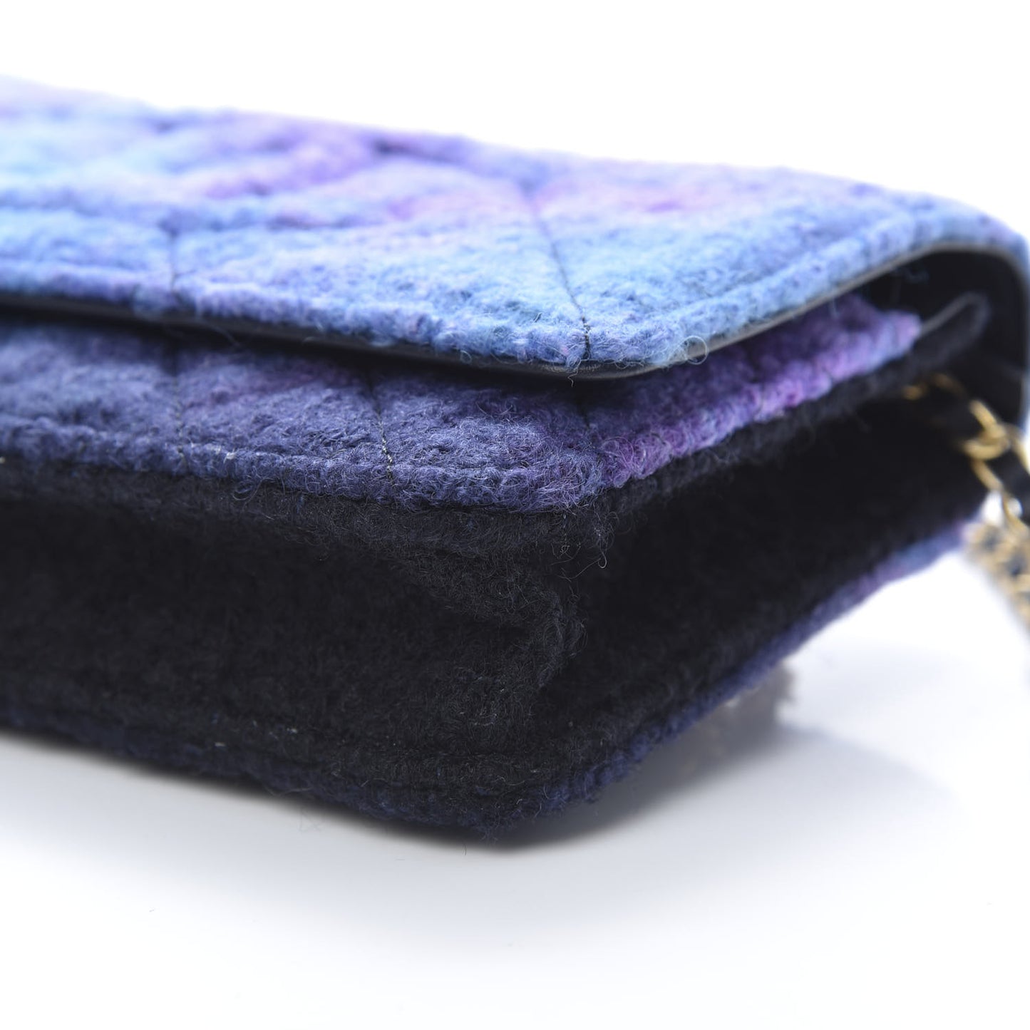 Tweed Quilted CC Wallet On Chain WOC Purple