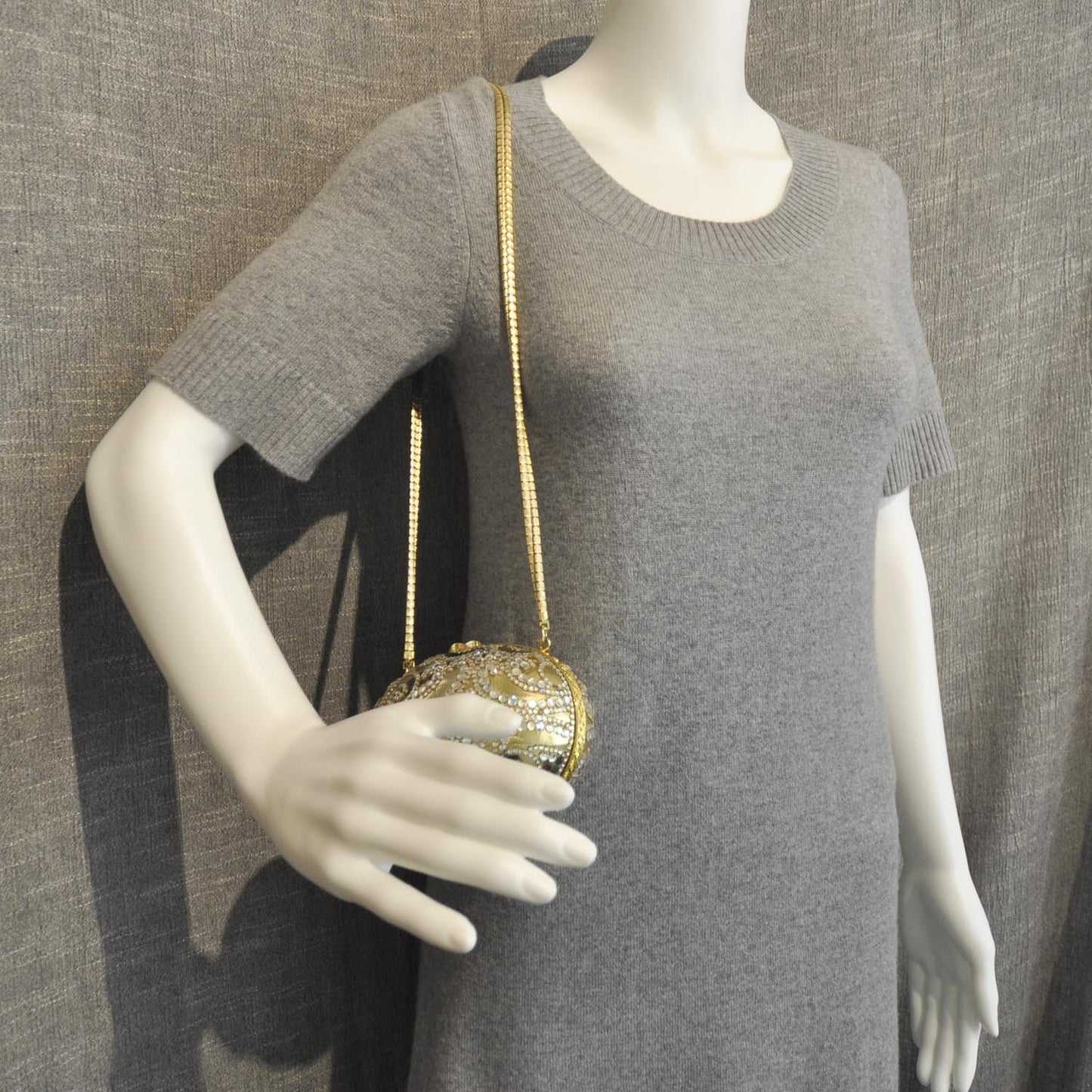 Crystal Egg Minaudiere Clutch Gold