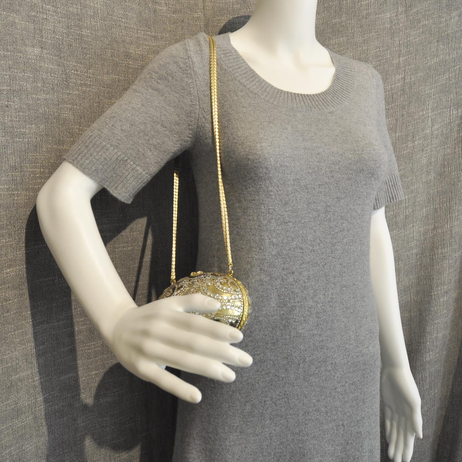 Judith Leiber Crystal Egg Minaudiere Clutch Gold 6 of 9