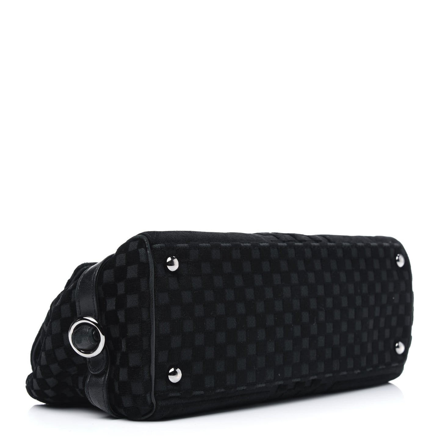 Velvet Checkered Flap Bag Black