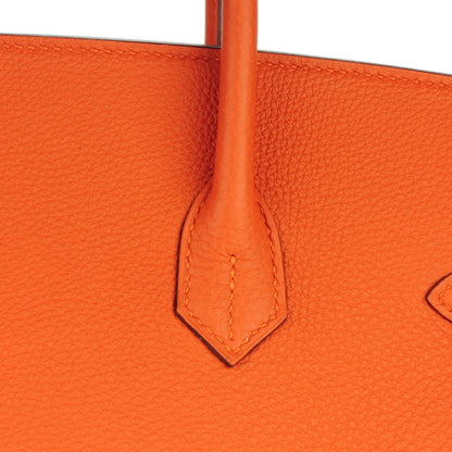 Hermes Togo Horseshoe Birkin 35 Orange Rouge Casaque 27 of 27