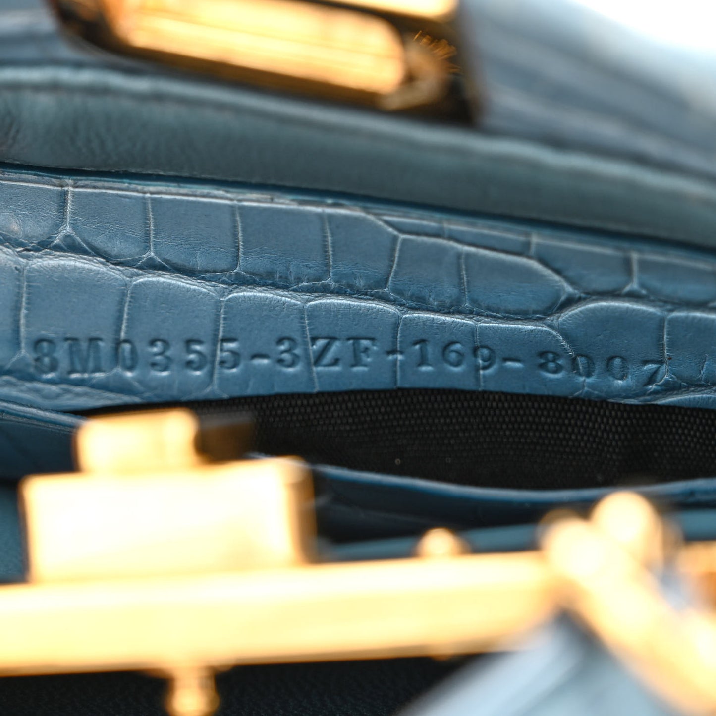 Shiny Crocodile Shiny Nappa Micro Peekaboo Iconic Satchel Blue