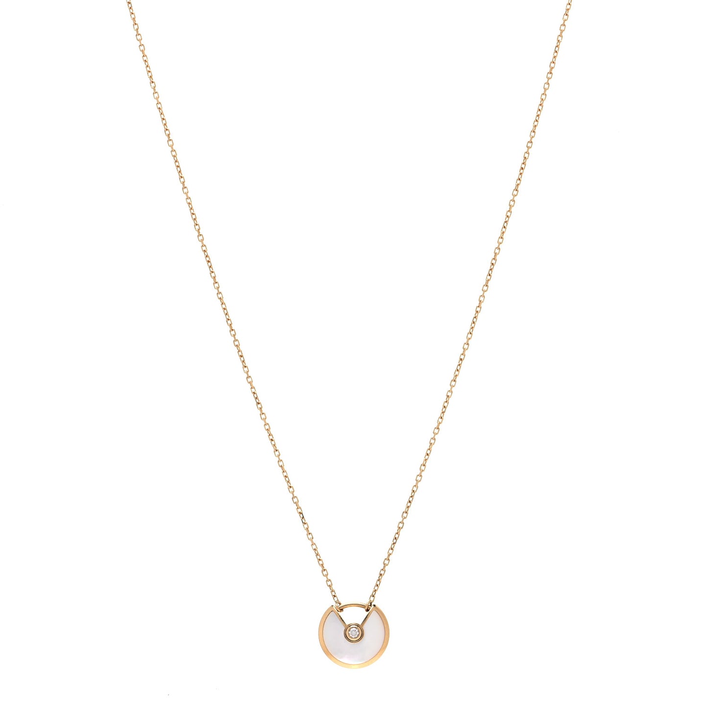 18K Yellow Gold Diamond Mother of Pearl XS Amulette de Cartier Pendant Necklace