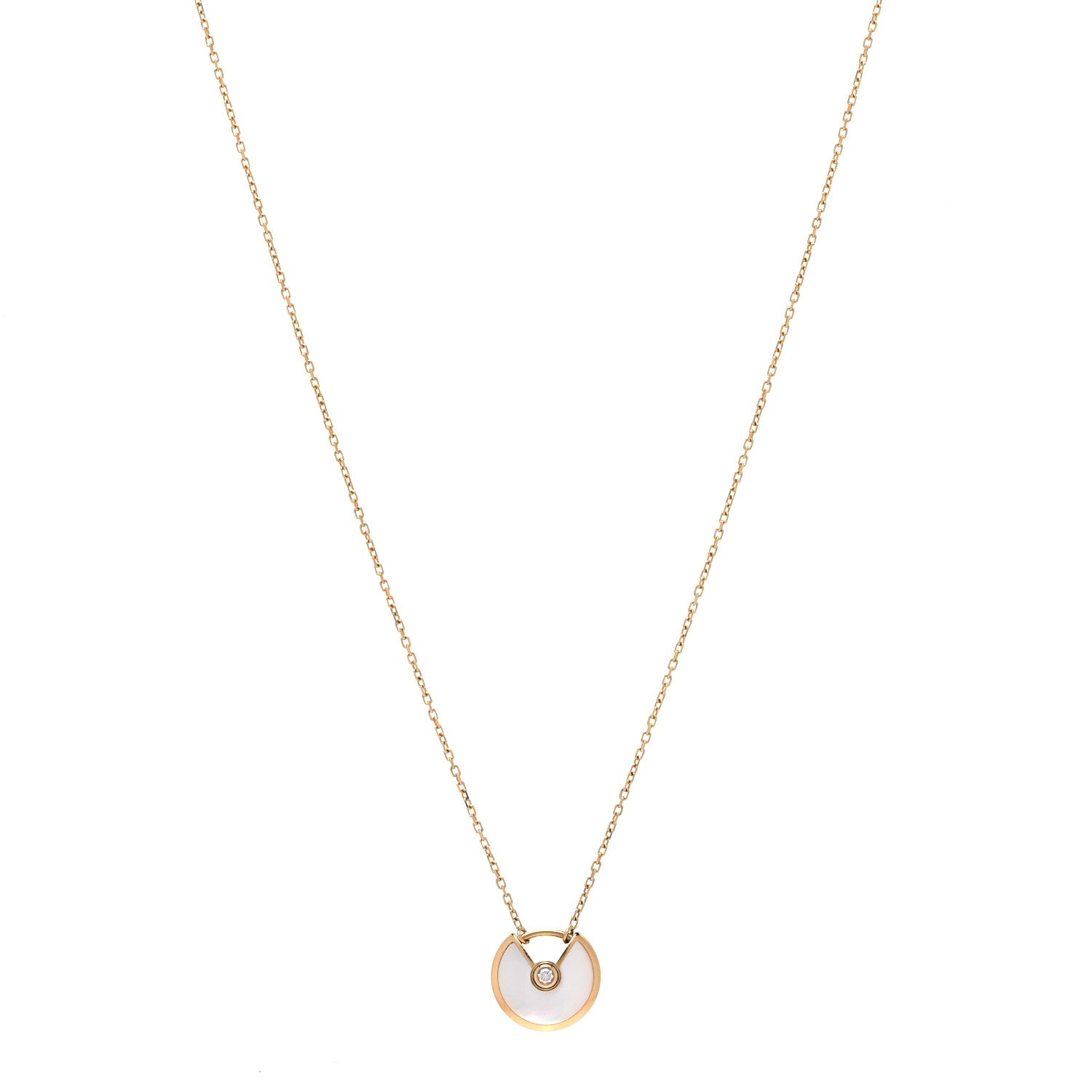 Cartier 18K Yellow Gold Diamond Mother of Pearl XS Amulette de Cartier Pendant Necklace 1 of 5