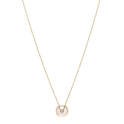 Cartier 18K Yellow Gold Diamond Mother of Pearl XS Amulette de Cartier Pendant Necklace 1 of 5