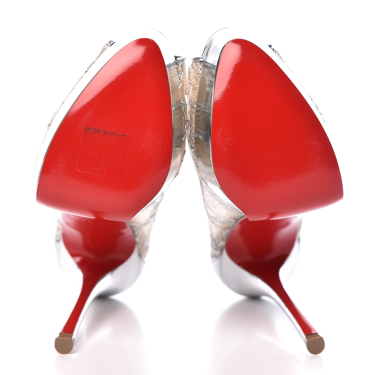 Christian Louboutin Lace Fetish Peep 150 Pumps 36 Silver 435132