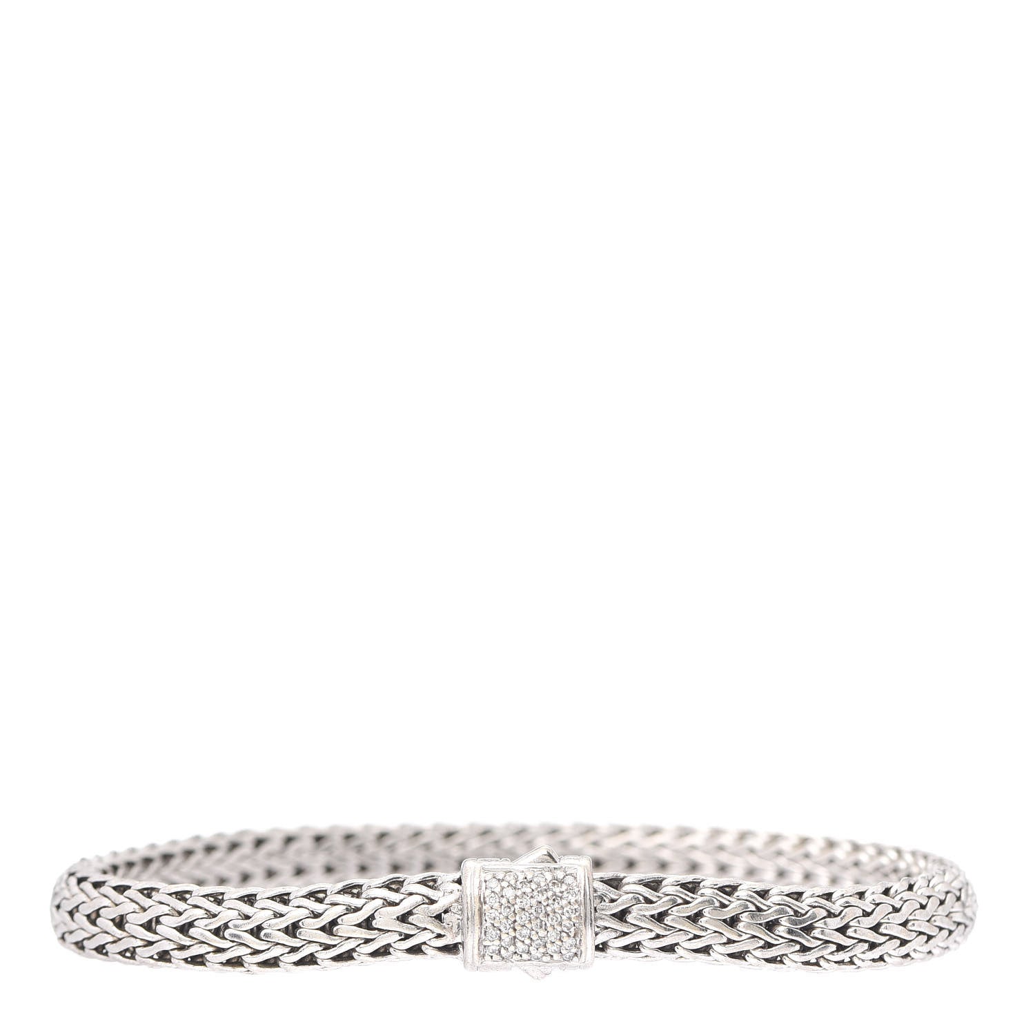 John Hardy Sterling Silver Diamond 6.5mm Classic Chain Bracelet 1 of 5