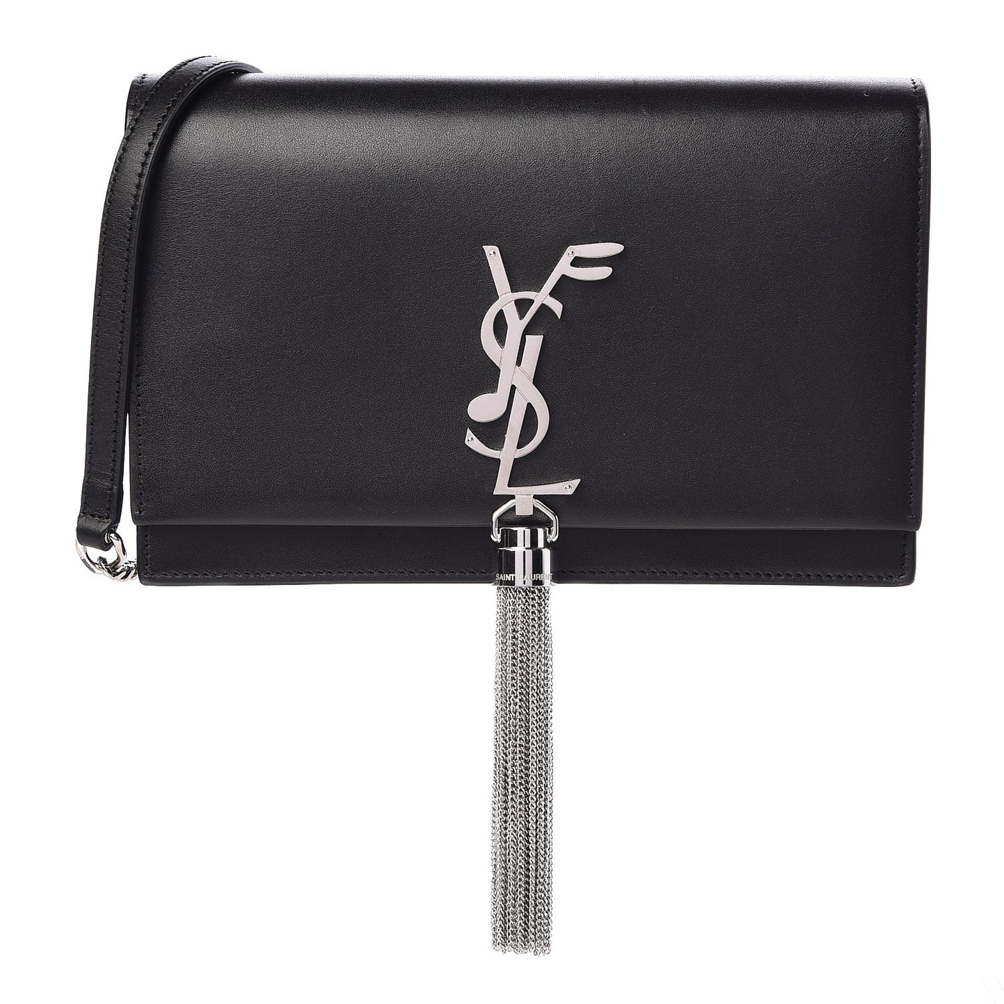 Smooth Calfskin Classic Monogram Kate Tassel Chain Wallet Black