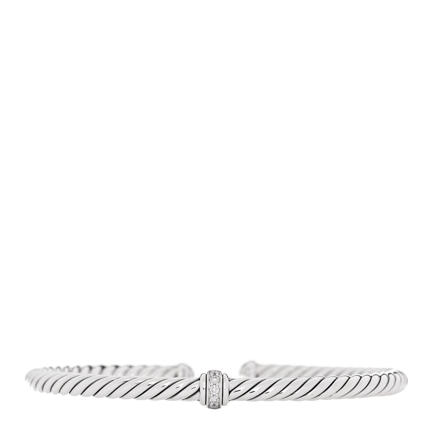 Sterling Silver Diamond 4mm Cable Flex Single Station Bracelet