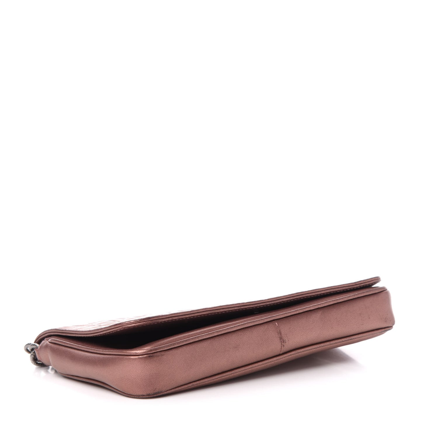 Metallic Lambskin Camellia Single Flap Bronze