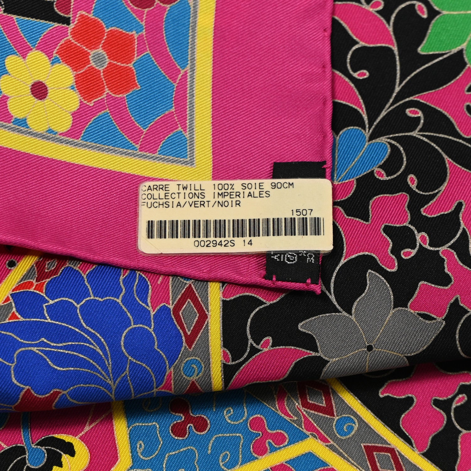 Hermes Silk Collections Imperiales Scarf 90 Fuchsia Vert Black 3 of 5